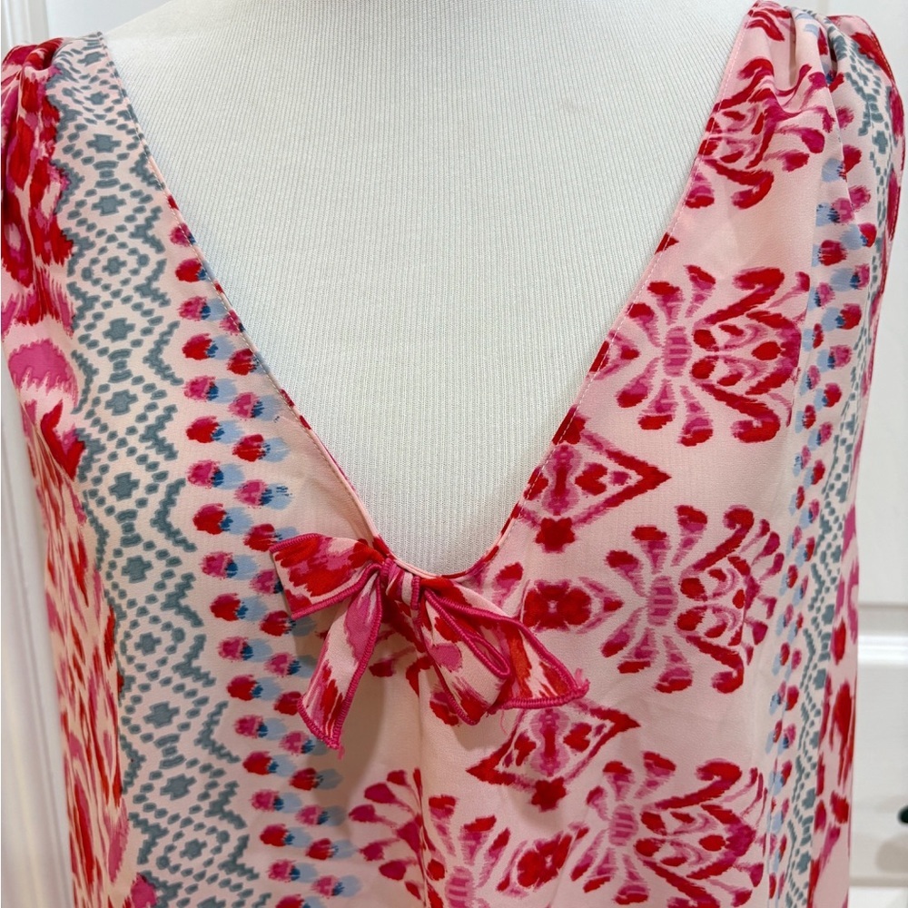 Oscar De La Renta Pink & Red Printed V-Neck Women’s Intimates Sleepwear XL - Picture 2 of 7